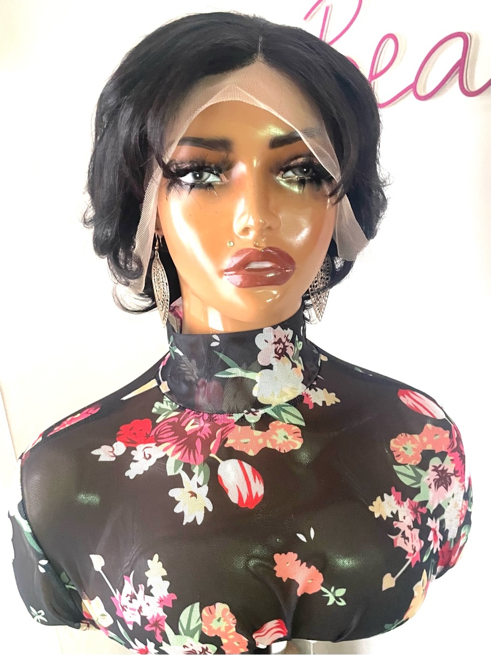 Black Pixie Cut Human Hair 13x4 Lace Front Wig